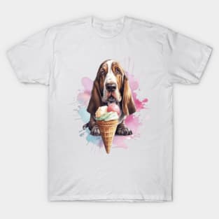 Cute dog basset hound ice cream T-Shirt